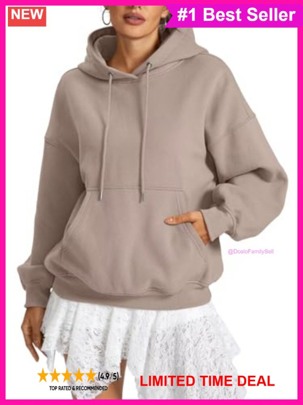 Fleece Hoodie Oversized Kangaroo Pocket Pullover Hooded Sweatshirt